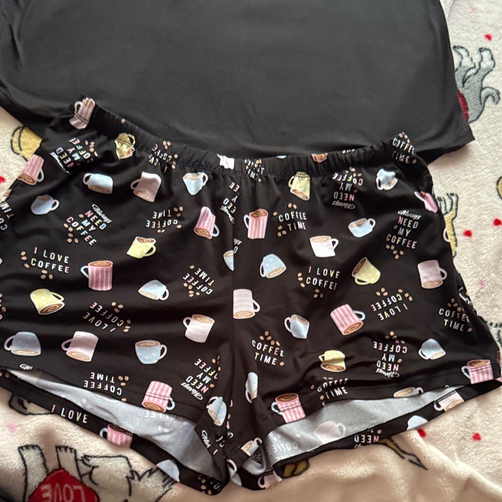 Women's Coffee Print Pajama Set - Picture 3 of 7
